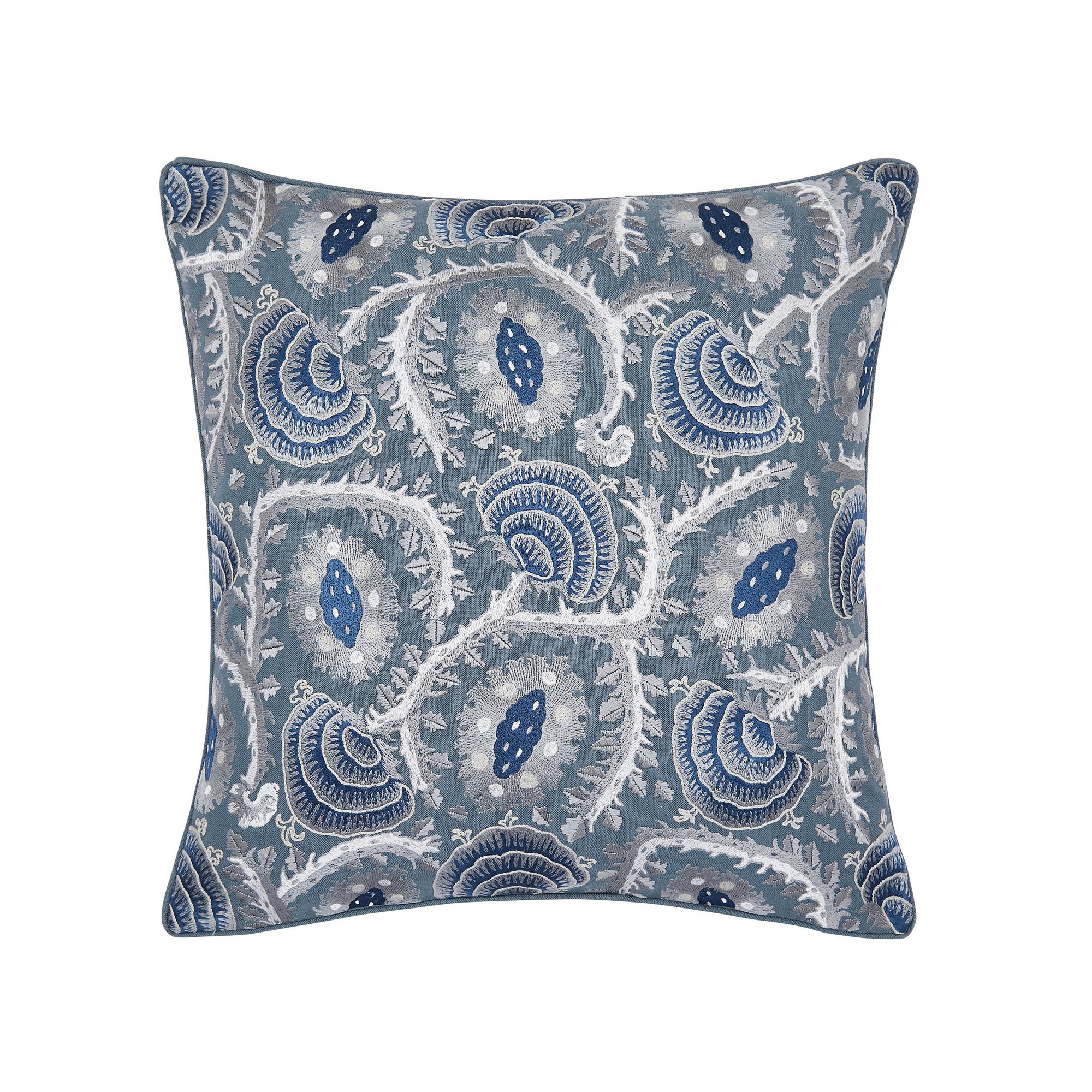 Suzani Embroidered Cushion By Zoffany In Como Blue